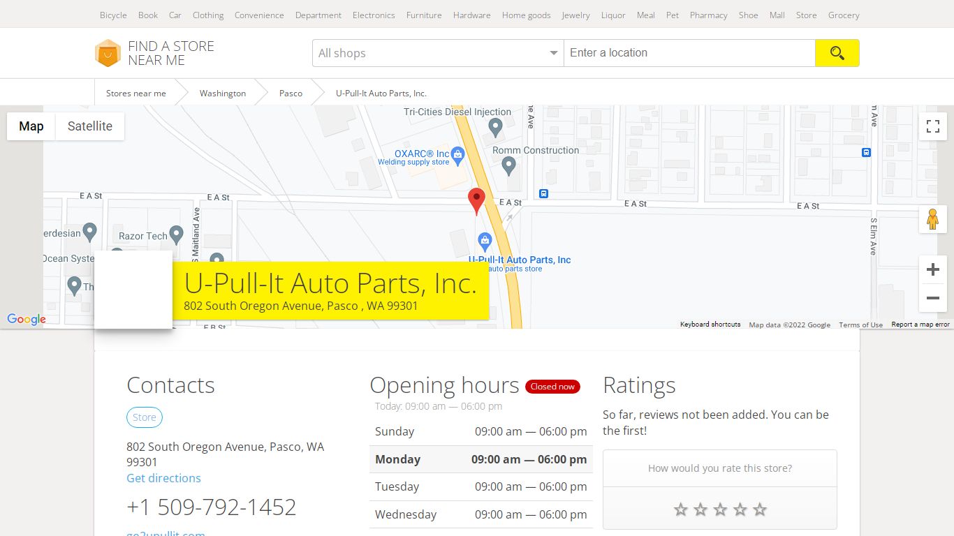 U-Pull-It Auto Parts, Inc. — 802 South Oregon Avenue, Pasco, WA 99301 ...